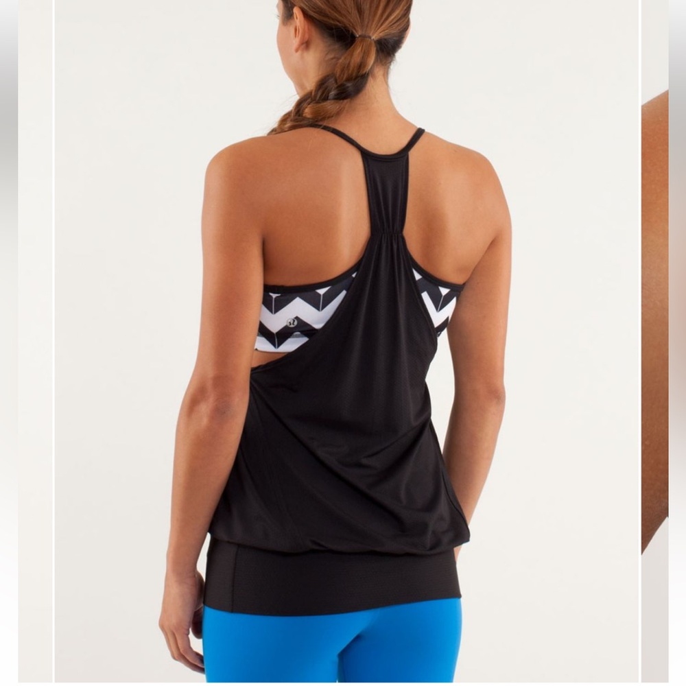 lululemon athletica No Limit Arrow Chevron Black & white Athletic tank top SZ8 - Picture 3 of 8